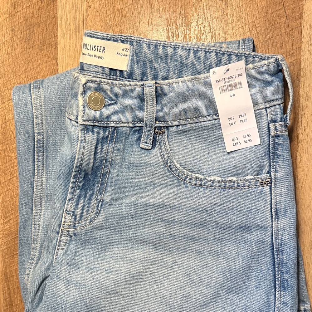 Hollister Sky Blue Low-Rise Baggy Jeans